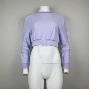 Cropped Belted Sweatshirt Lavender